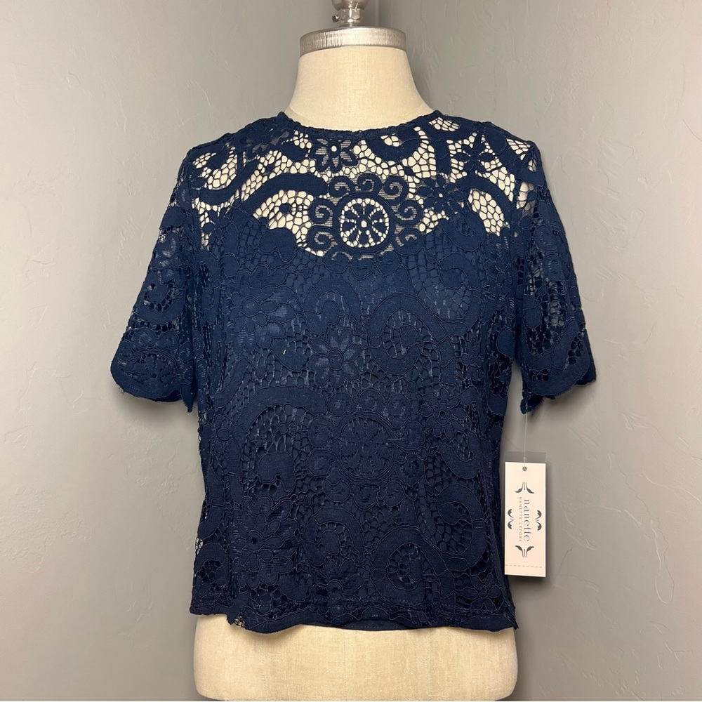 NWT Pretty Nanette Laporte layered lace top Sz S - Picture 2 of 10